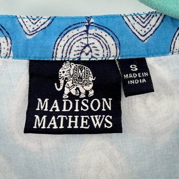 Madison Mathews Folly Mini Dress Cotton Voile Modern Blues Small - Picture 3 of 5